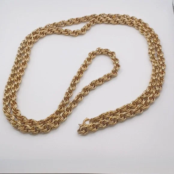 Super long Gold tone Chainmail style chain Necklace - Picture 5 of 5